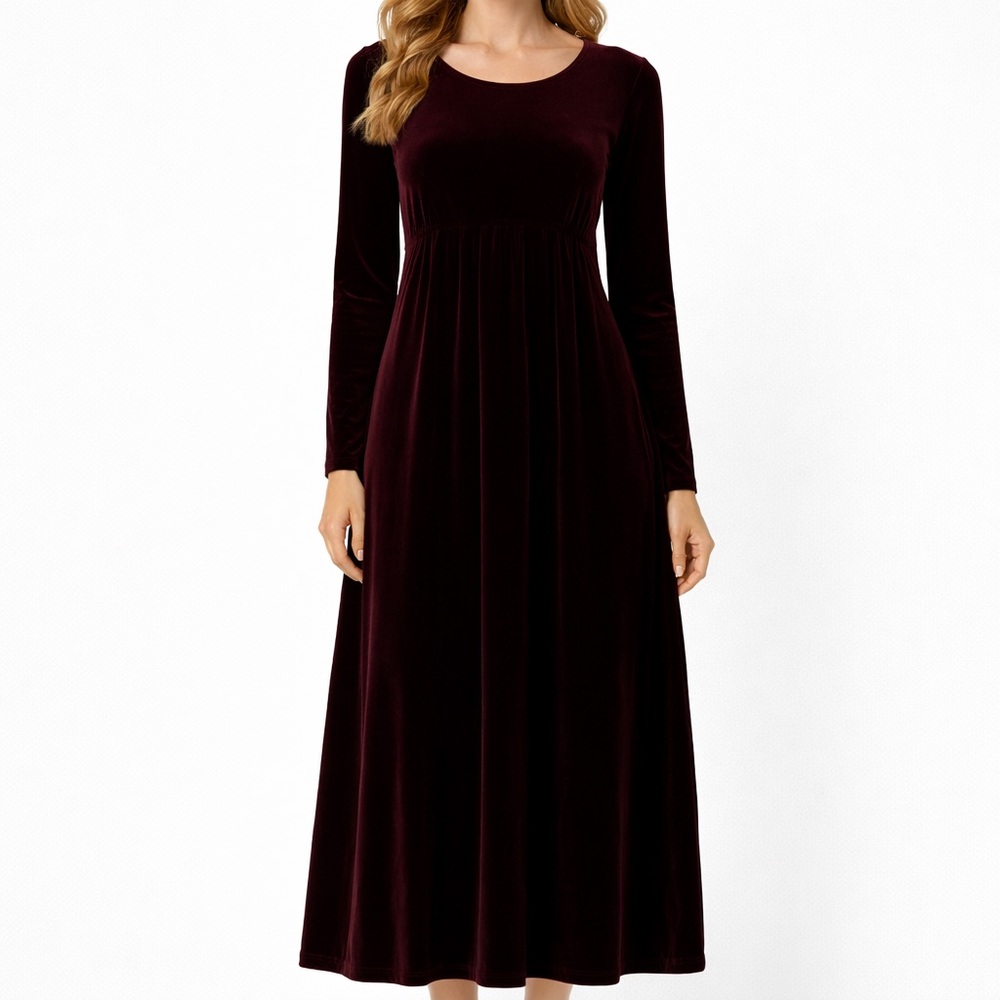 CDC Vintage Deep Red Velvet Long Sleeve Formal Dress Size 6